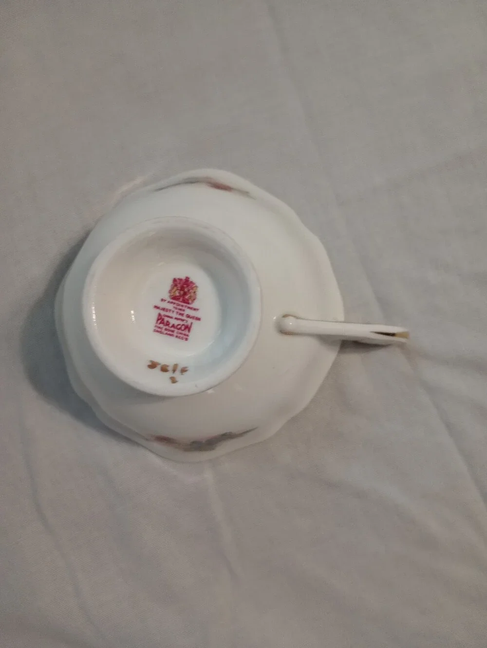 Paragon Blue & Gold Her Majesty's Cup & Saucer Fruit Pattern